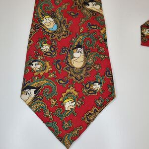 VB Mens Silk Paisley & Baroque Red Tie Flintstones Vintage Tie Fred & Barney